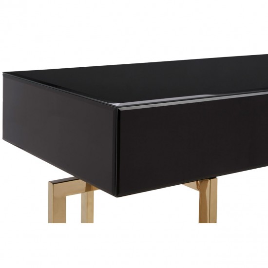 Astoria Black Gloss and Gold Finish Console Table 