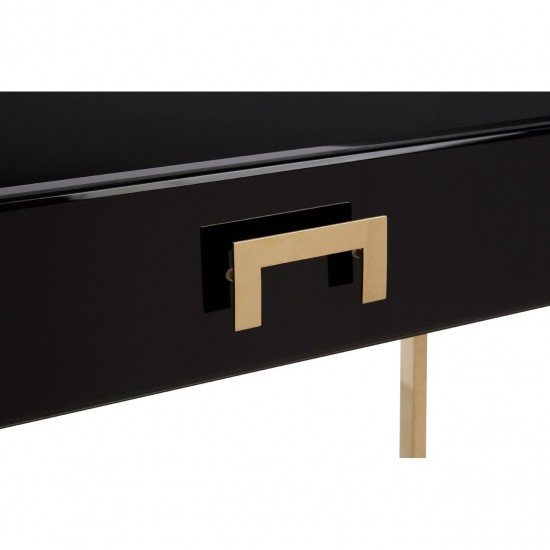 Astoria Black Gloss and Gold Finish Console Table 