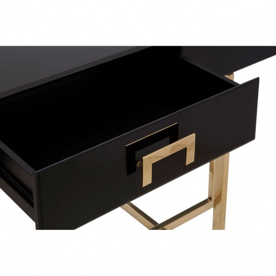 Astoria Black Gloss and Gold Finish Console Table 