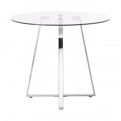 Lexington Small Chrome Finish Round Glass Dining Table  
