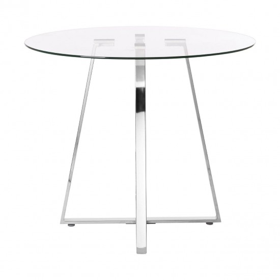 Lexington Small Chrome Finish Round Glass Dining Table  