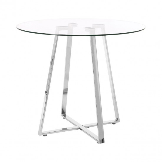 Lexington Small Chrome Finish Round Glass Dining Table  