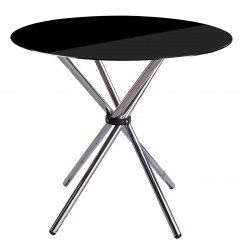 Lexington Storable Black Glass And Chrome Round Small Table 