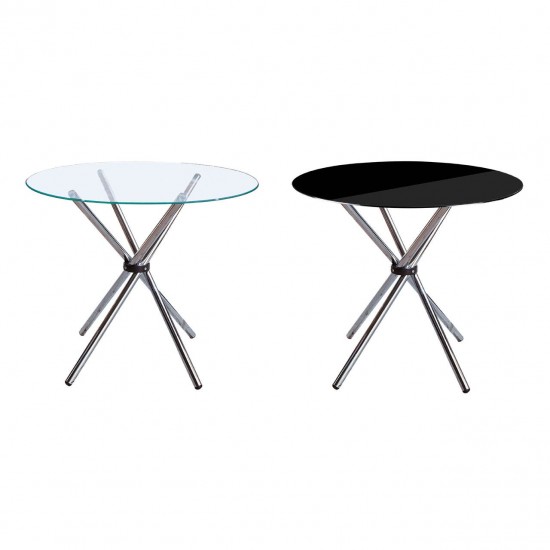 Lexington Storable Black Glass And Chrome Round Small Table 