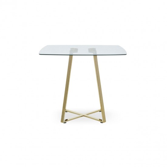 Lexington Small Gold Finish Square Glass Dining Table  