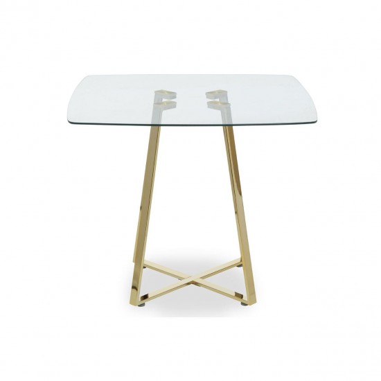 Lexington Small Gold Finish Square Glass Dining Table  