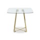 Lexington Small Gold Finish Square Glass Dining Table  