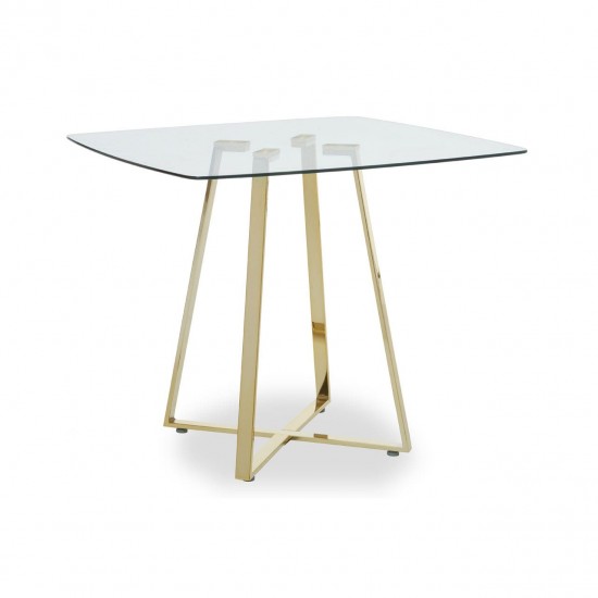 Lexington Small Gold Finish Square Glass Dining Table  
