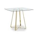Lexington Small Gold Finish Square Glass Dining Table  