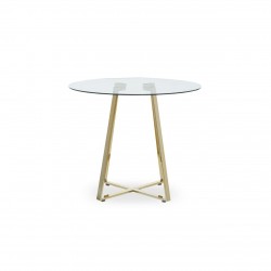 Lexington Small Gold Finish Round Glass Dining Table 