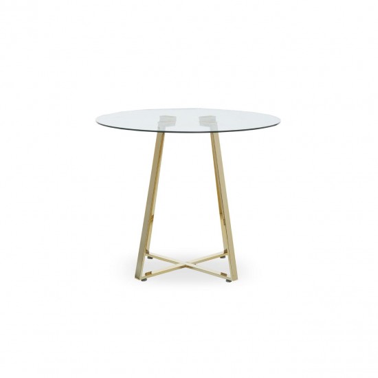 Lexington Small Gold Finish Round Glass Dining Table 