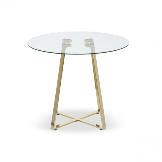 Lexington Small Gold Finish Round Glass Dining Table 
