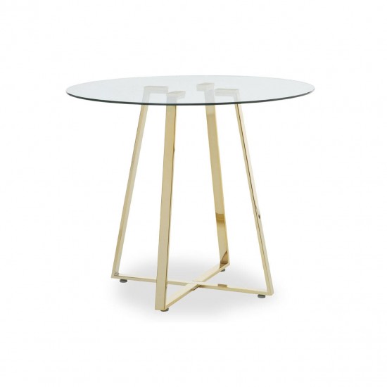 Lexington Small Gold Finish Round Glass Dining Table 