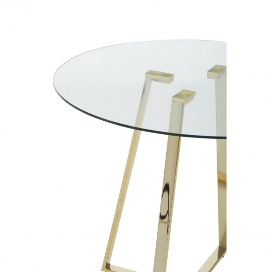 Lexington Small Gold Finish Round Glass Dining Table 