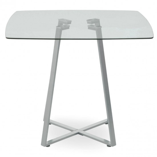 Lexington Small Grey Finish Square Glass Dining Table 