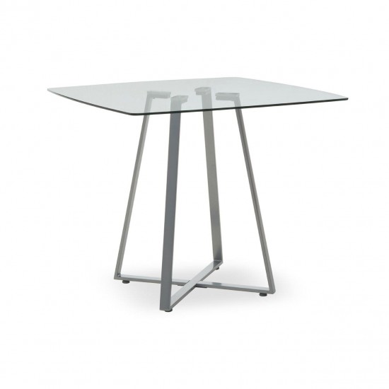Lexington Small Grey Finish Square Glass Dining Table 
