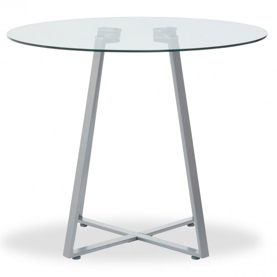 Lexington Small Grey Finish Round Glass Dining Table 