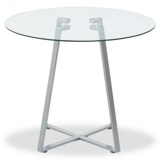Lexington Small Grey Finish Round Glass Dining Table 