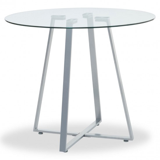 Lexington Small Grey Finish Round Glass Dining Table 