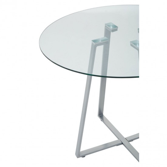 Lexington Small Grey Finish Round Glass Dining Table 