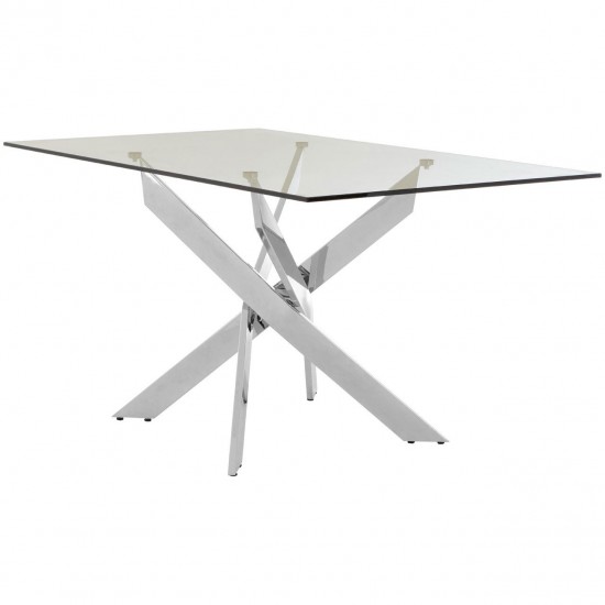 Stratus Rectangular Chrome And Glass Dining Table 