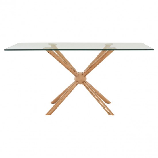 Gatsby Rose Gold Finish Rectangular Dining Table 
