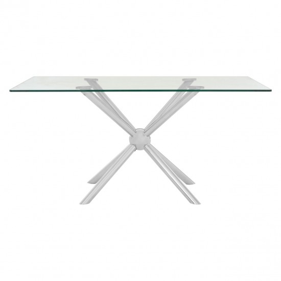 Gatsby Silver Finish Rectangular Dining Table 