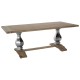 Madison Carved Light Wood and Chrome Finish Dining Table