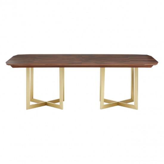 Rogano Luxe Geometric Walnut Dining Table 