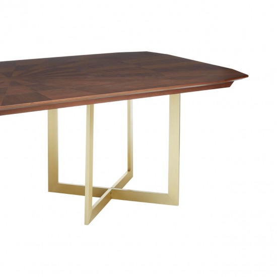 Rogano Luxe Geometric Walnut Dining Table 