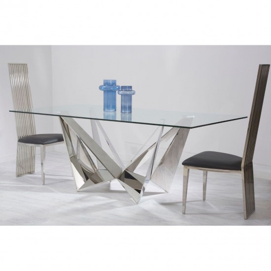 Stratus Angular Chrome Rectangle Dining Table