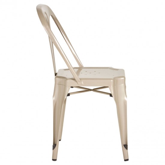 Harlem Distressed Champagne Metallic Dining Chair