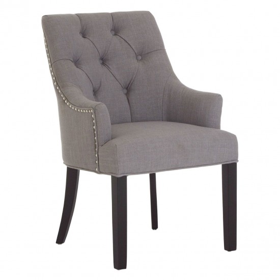 Edgbaston Grey Linen Buttoned Dining Chair