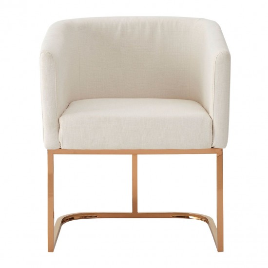 Belgravia Gold Contemporary Base And Ivory Linen Dining Chair