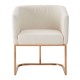 Belgravia Gold Contemporary Base And Ivory Linen Dining Chair
