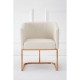 Belgravia Gold Contemporary Base And Ivory Linen Dining Chair