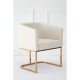 Belgravia Gold Contemporary Base And Ivory Linen Dining Chair