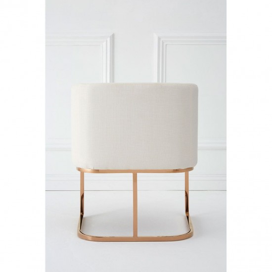 Belgravia Gold Contemporary Base And Ivory Linen Dining Chair