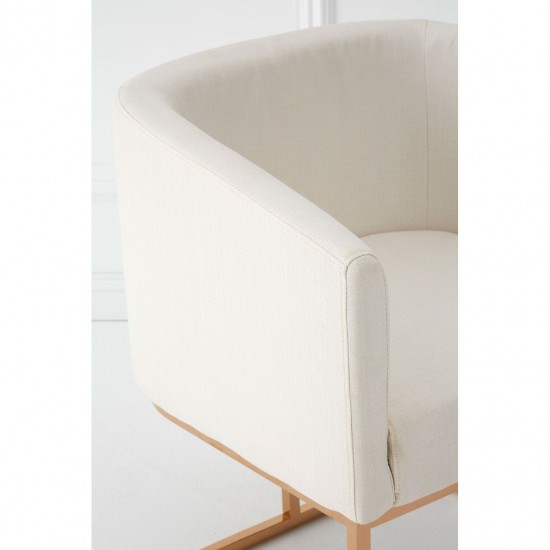 Belgravia Gold Contemporary Base And Ivory Linen Dining Chair