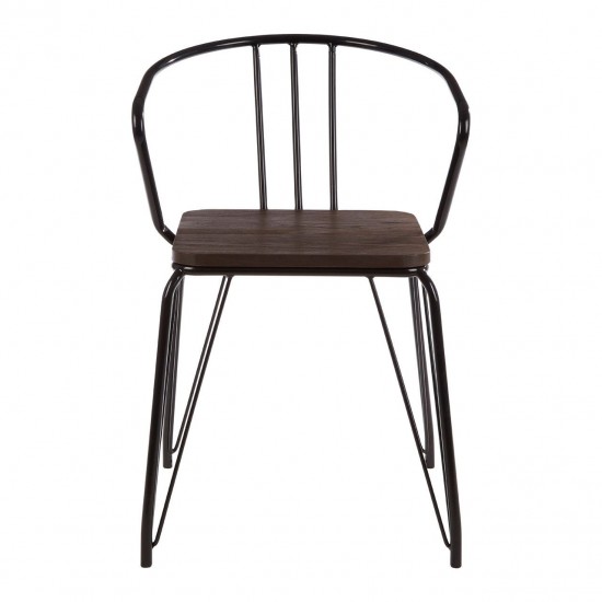 Harlem Black Metal And Elm Wood Dining Chair