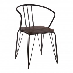 Harlem Black Metal And Elm Wood Dining Chair