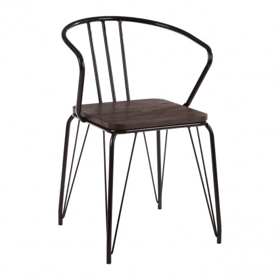 Harlem Black Metal And Elm Wood Dining Chair