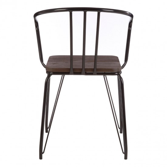 Harlem Black Metal And Elm Wood Dining Chair