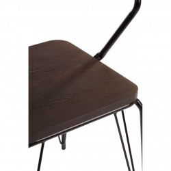 Harlem Black Metal And Elm Wood Dining Chair