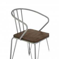 Harlem Metal And Elm Wood Dining Chair
