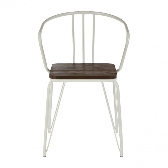 Harlem White Metal And Elm Wood Dining Chair