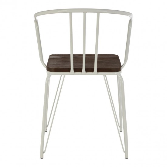 Harlem White Metal And Elm Wood Dining Chair