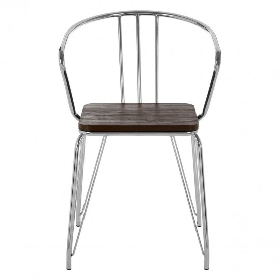 Harlem Chrome Metal And Elm Wood Dining Chair