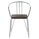 Harlem Chrome Metal And Elm Wood Dining Chair