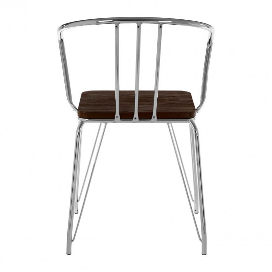 Harlem Chrome Metal And Elm Wood Dining Chair